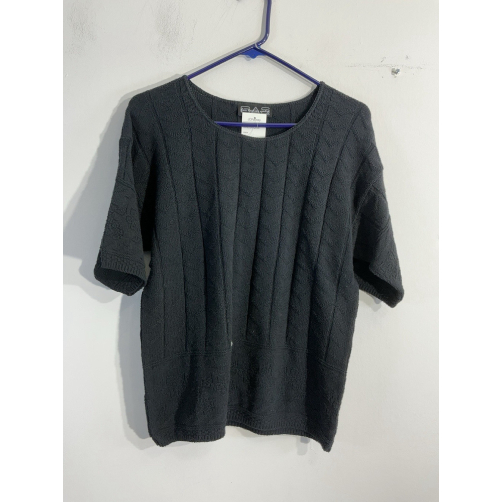 Womans For Ladies Only Medium Black Sweater Short Sleeve Pullover NWT